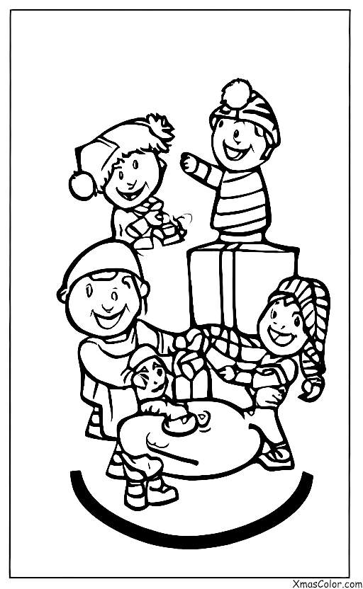 Noël / Noël moderne: Une famille qui décore son sapin