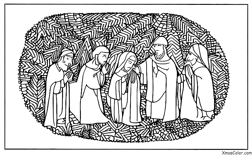 Noël / Noël passé, présent et futur: Les trois Rois Mages apportant des cadeaux à l'enfant Jésus