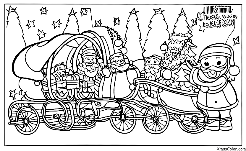 Noël / Noël passé, présent et futur: Père Noël dans son traîneau