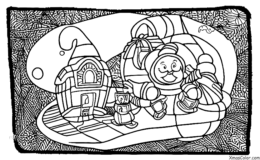 Noël / Noël Sci-Fi: Père Noël dans son vaisseau spatial sur la lune