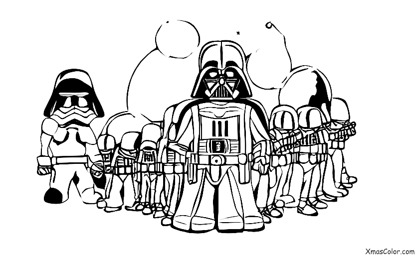 Noël / Noël Star Wars: Darth Vader et ses troupes décorant un sapin de Noël