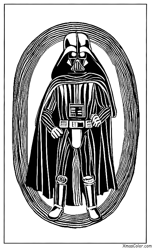 Noël / Noël Star Wars: Darth Vader suspendant une guirlande à la porte