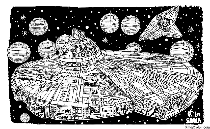 Noël / Noël Star Wars: Millennium Falcon dans la neige