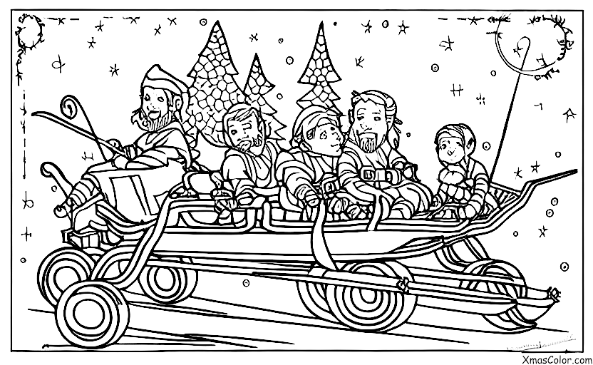 Noël / Noël Star Wars: Obi Wan Kenobi et Qui Gon Jinn en train de faire du toboggan