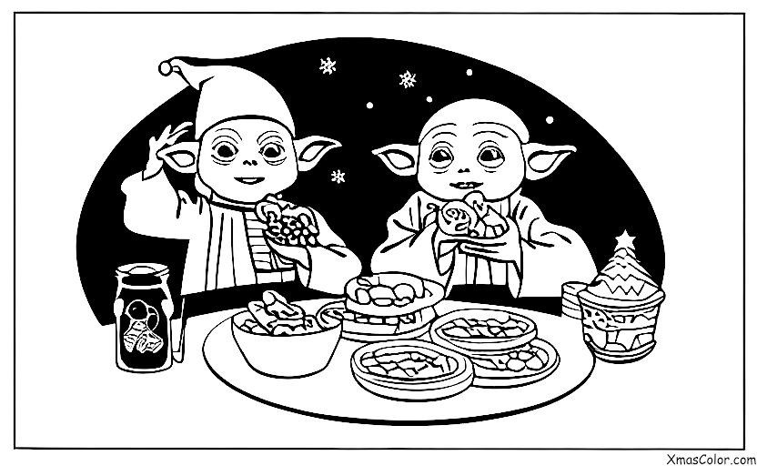 Noël / Noël Star Wars: Yoda manger des cookies de Noël