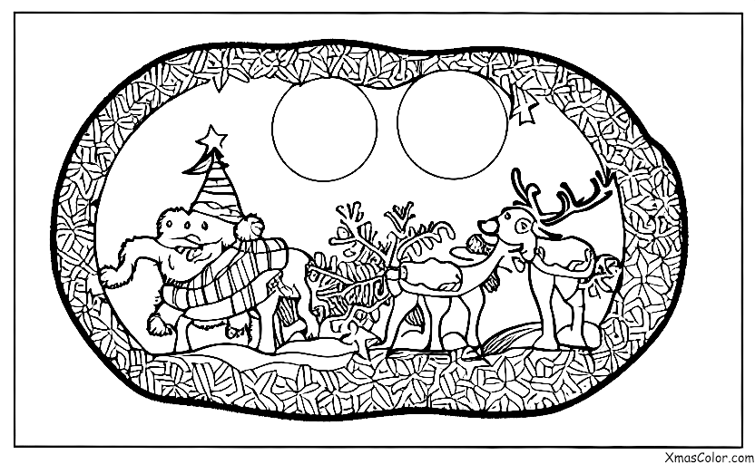 Noël / Noël sur la lune: Père Noël et ses rennes sur la lune