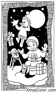 Noël / Noël sur la lune: Saint-Nicolas et Rudolph sur la lune