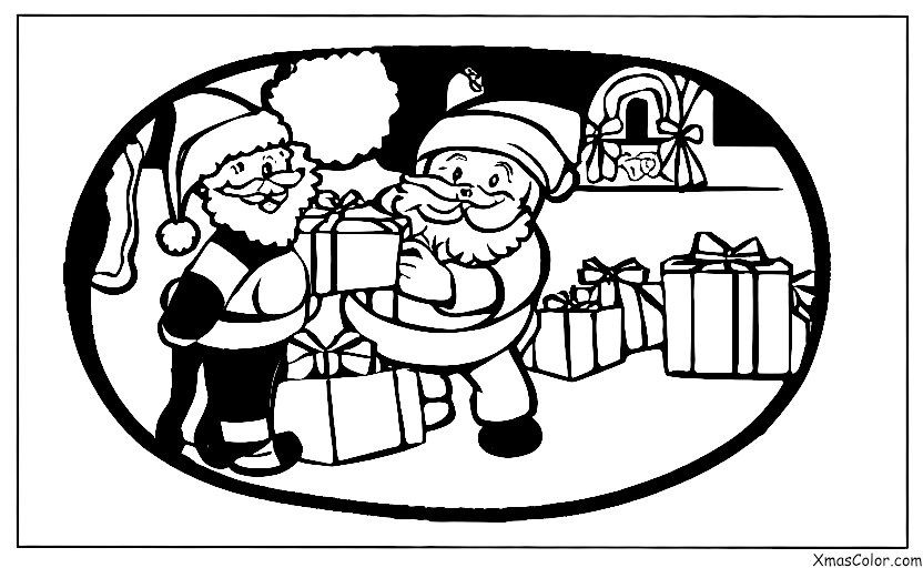 Noël / O venez, tous les fidèles: Père Noël livrant des cadeaux