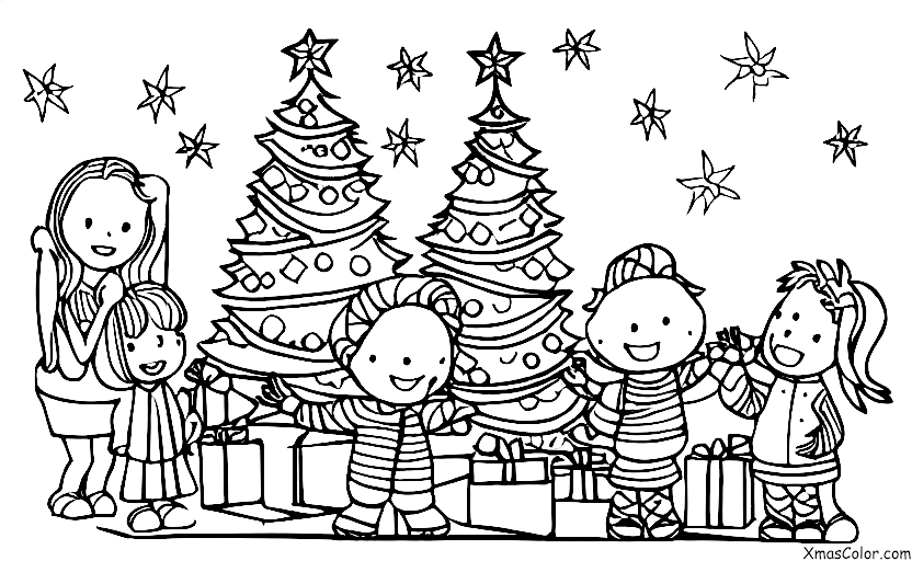 Noël / O venez, tous les fidèles: Une famille rassemblée autour du sapin de Noël