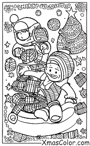 Noël / Offrir: Un enfant glissant dans une colline