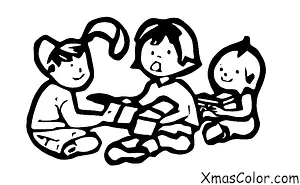 Noël / Offrir: Un enfant ouvrant un cadeau