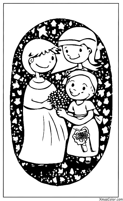 Noël / Offrir: Un garçon donnant une fleur à une fille