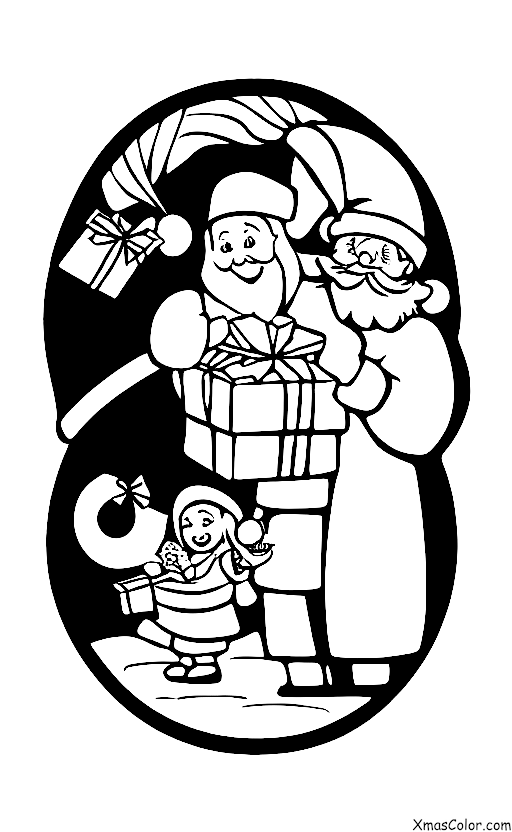 Noël / Paix: Père Noël qui donne un cadeau