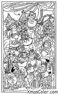 Noël / Papier cadeau de Noël: Papier-cadeau de Noël avec Père Noël et ses rennes