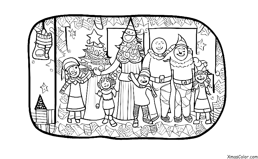 Noël / Papier cadeau de Noël: Une feuille de papier cadeau avec une photo de famille