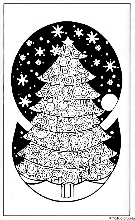 Noël / Papier cadeau de Noël: Une grande feuille de papier cadeau avec une scène de Noël