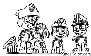 Noël / Pat' Patrouille Noël: Les chiots de Patrouille de Chiens font des maisons de pain d'épices