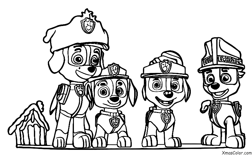 Noël / Pat' Patrouille Noël: Les chiots de Patrouille de Chiens font des maisons de pain d'épices