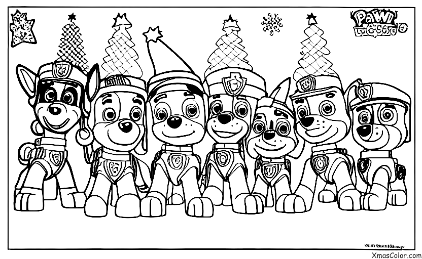 Noël / Pat' Patrouille Noël: Les chiots de Patrouille de chiens habillés de leur meilleur pour Noël