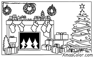 Noël / Pays des Merveilles d'Hiver: Cheminée avec chaussettes