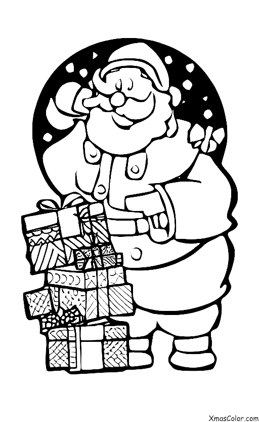 Noël / Pays des Merveilles d'Hiver: Papa Noël ouvrant des cadeaux