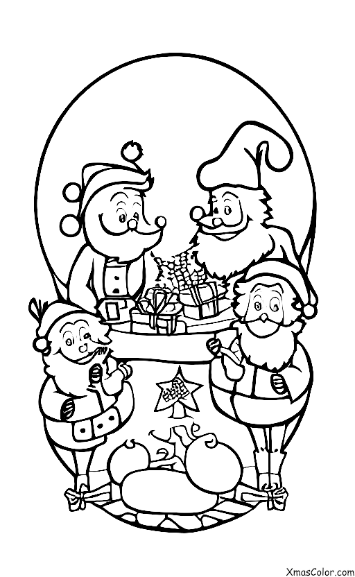 Noël / Pays des Merveilles d'Hiver: Père Noël et ses rennes mangent des carottes