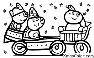 Noël / Peppa Pig Noël: Peppa Pig faisant de la luge