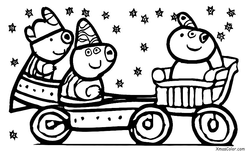 Noël / Peppa Pig Noël: Peppa Pig faisant de la luge