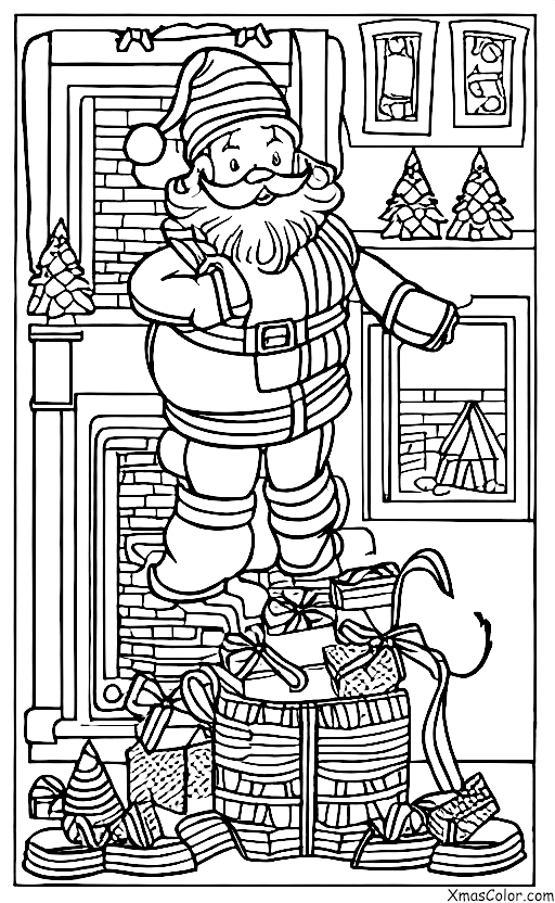 Noël / Père Noël: Père Noël coincé dans une cheminée