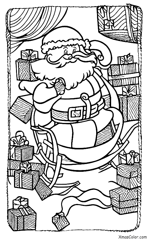 Noël / Père Noël: Père Noël dans son traîneau