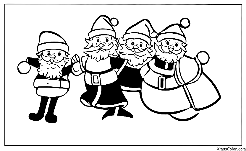 Noël / Père Noël: Père Noël marchant dans la neige