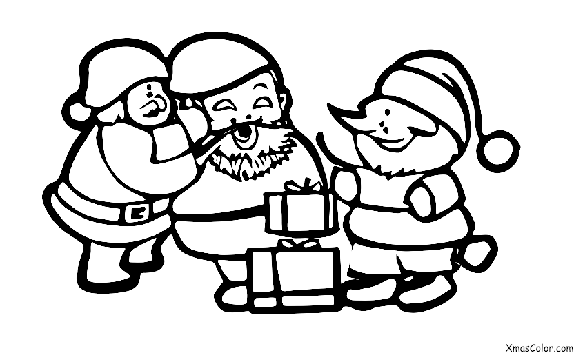 Noël / Père Noël: Sacre Noël distribuant des cadeaux aux enfants