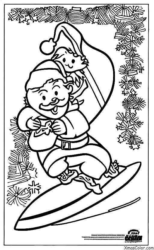 Noël / Père Noël: Santa surfe