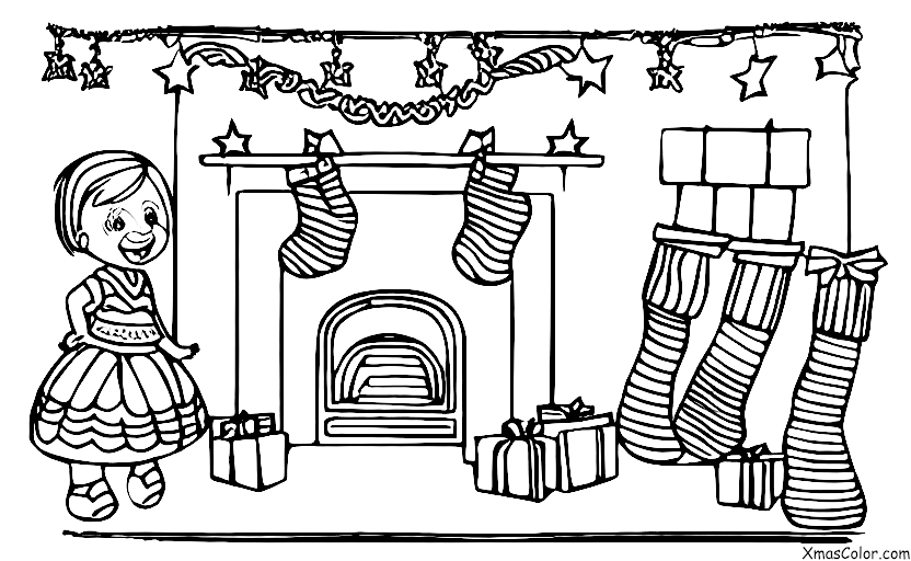 Noël / Pétards de Noël: Remplissage de boudins de Noël dans un grand bas de Noël