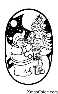 Noël / Pièces de Noël: Père Noël et ses rennes volant dans le ciel