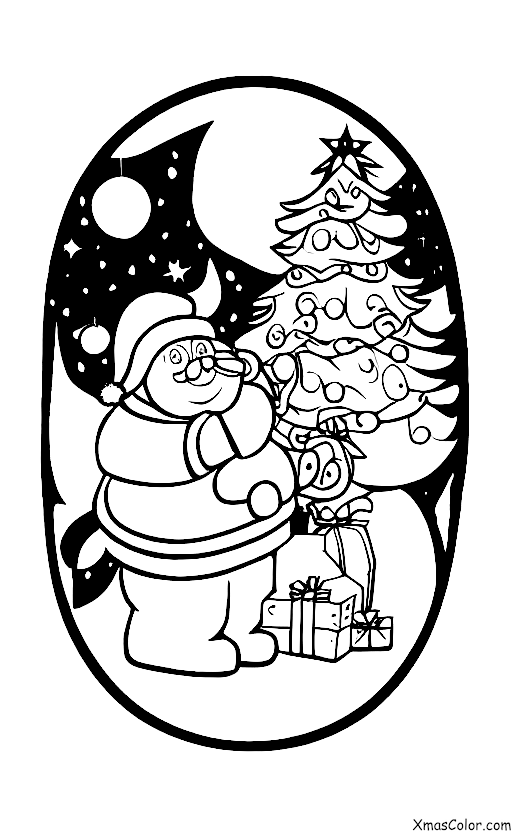 Noël / Pièces de Noël: Père Noël et ses rennes volant dans le ciel