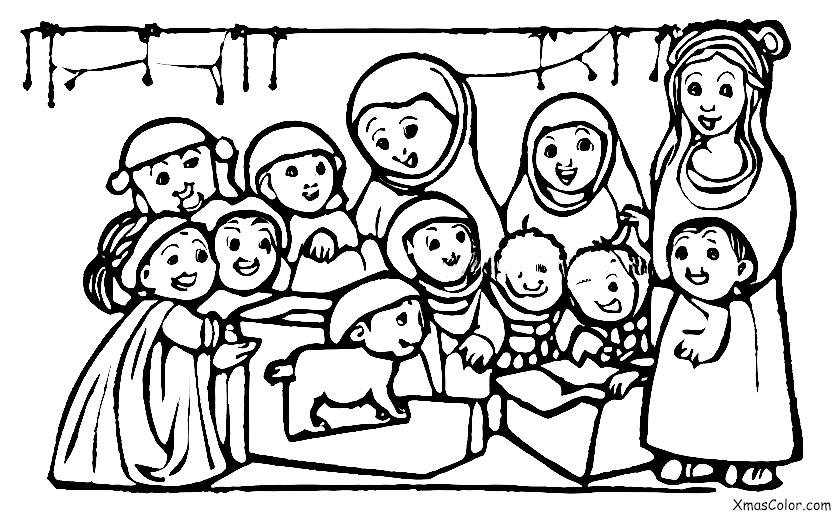 Noël / Pièces de Noël: Un groupe d'enfants qui interprète la scène de la nativité