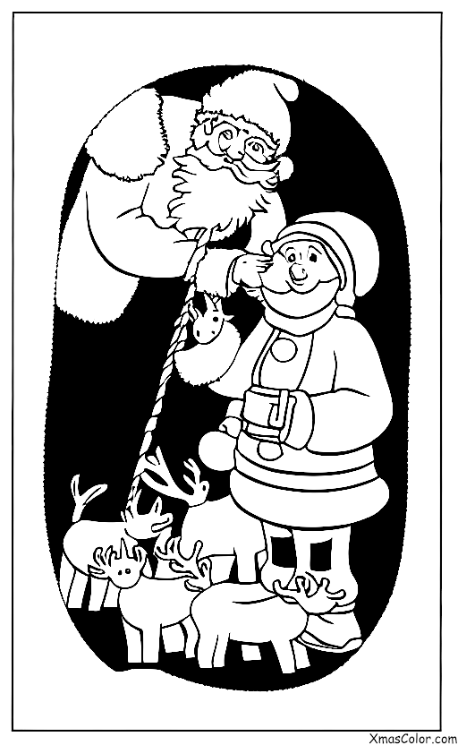 Noël / Pôle Nord: Le Père Noël nourrit ses rennes