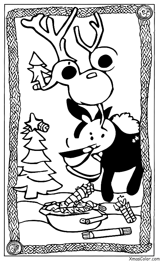 Noël / Renne: Un renne mangeant des carottes