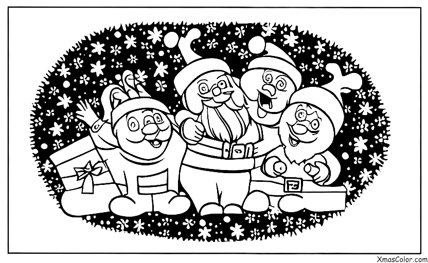 Noël / Rudolph le renne au nez rouge: Rudolph et le Père Noël livrant des cadeaux