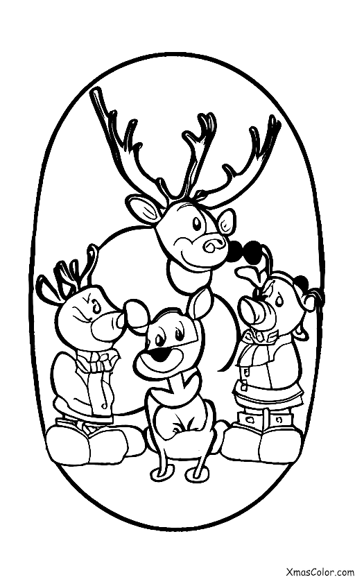 Noël / Rudolph le renne au nez rouge: Rudolph et les autres rennes qui jouent dans la neige