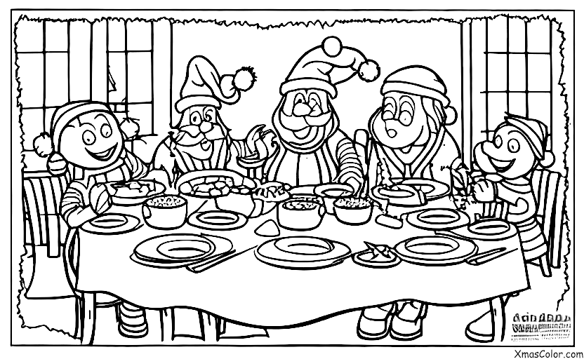 Noël / Rudolph le renne au nez rouge: Rudolph et Saint Nicolas mangent le repas de Noël