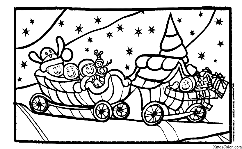 Noël / Rudolph: Rudolph et le Père Noël volant dans le ciel