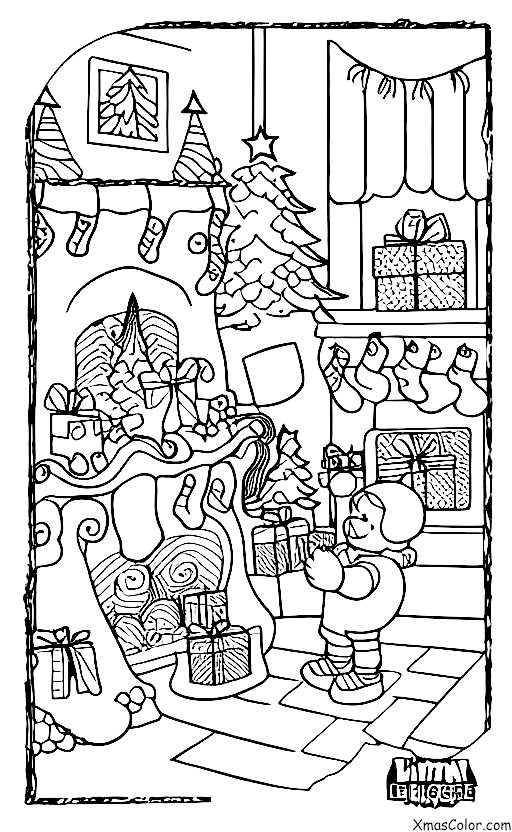 Noël / Rudolph: Rudolph et Père Noël livrant des cadeaux