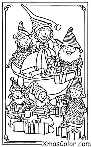 Noël / Rudolph: Santa et ses lutins chargent le traîneau