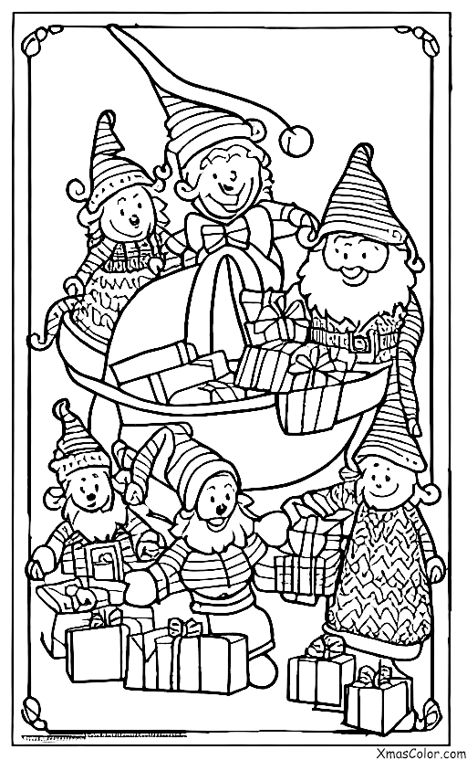 Noël / Rudolph: Santa et ses lutins chargent le traîneau