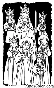 Noël / Saint-Lucie: Sainte Lucie et ses suivantes portant des bougies