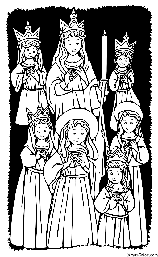 Noël / Saint-Lucie: Sainte Lucie et ses suivantes portant des bougies