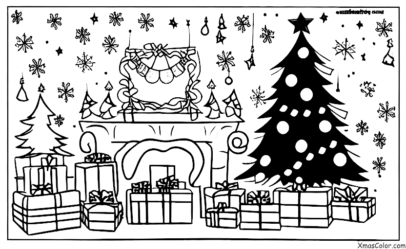 Noël / Sapins de Noël: Sapins de Noël avec des cadeaux en dessous