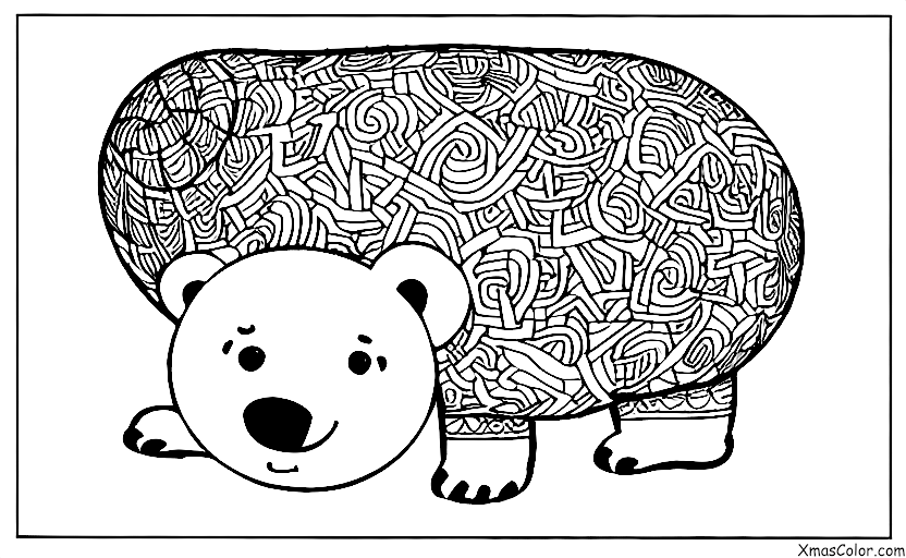 Noël / Sapins de Noël: Un ours polaire jouant avec une balle